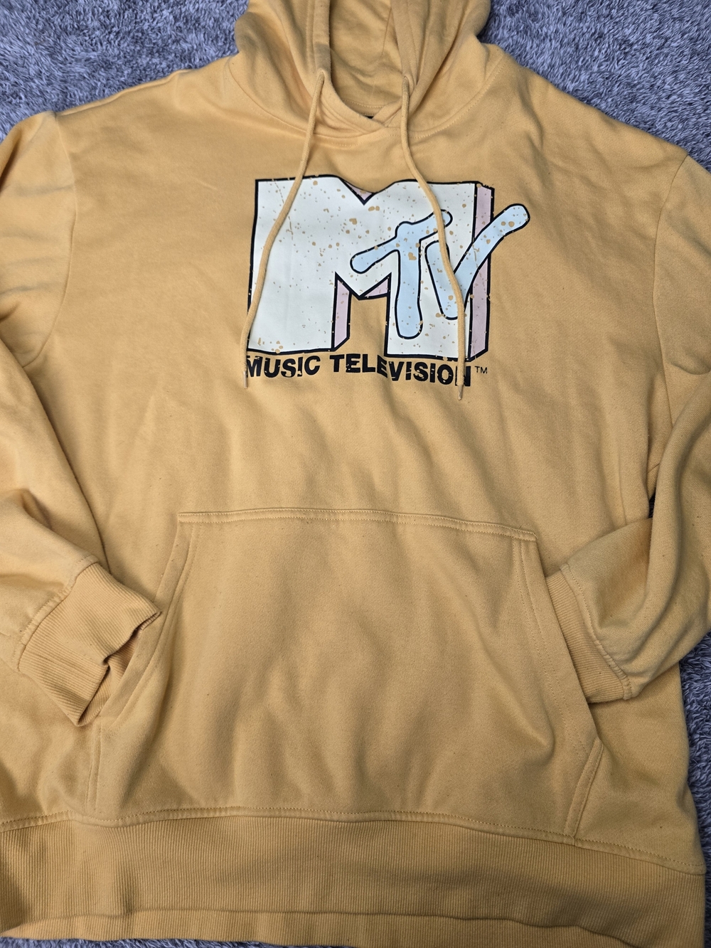 MTV Music Television Classic Graphic Pullover Hoodie - Yellow Size XL